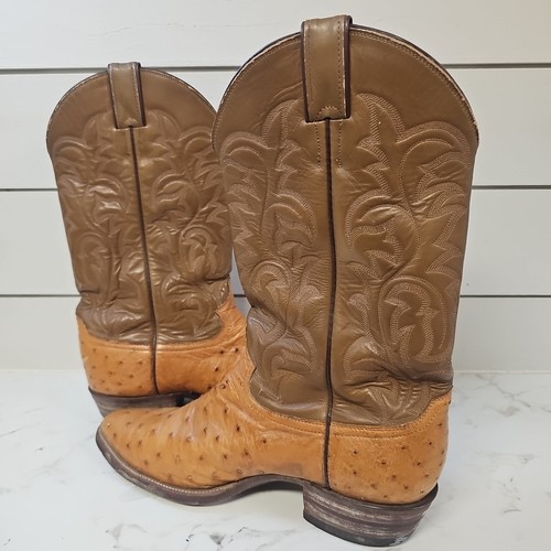 Stivali vintage Justin da uomo taglia 11 E pieni di quill struzzo western cowboy USA - Foto 8 di 15