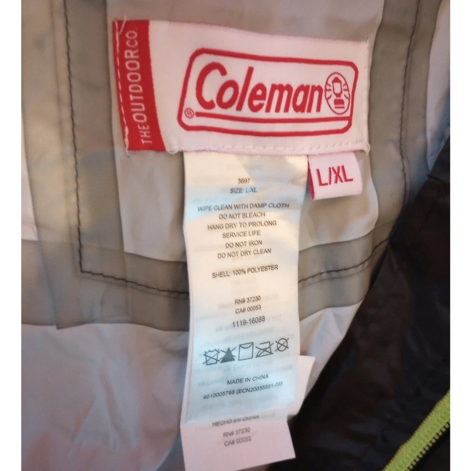 Coleman Mens L/XL Black Windbreaker Jacket Zipper and Snaps Light Weight - Image 4 of 4