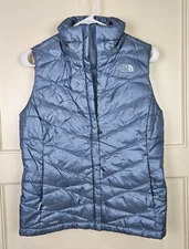 The North Face 550 Down Puffer Vest Jacket Women's Size: S Metallic Blue
