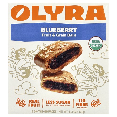 Fruit & Grain Bars, Blueberry, 4 Packs, 1.32 oz (37.5 g) Each