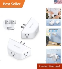 3 Way Angled Outlet Adapter - 2 Pack Compact Travel Extender for Multiple Plugs