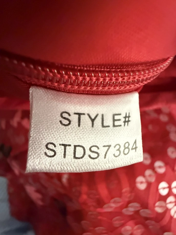 Pantalones de lentejuelas rojos D Studio para mujer 12 hojas florales celebrar fiesta forrados cremallera lateral Foto 4 de 4