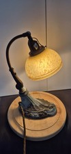 Antike Tischlampe Jugendstil Art Deco Marmorglas Metallguss um 1930–40