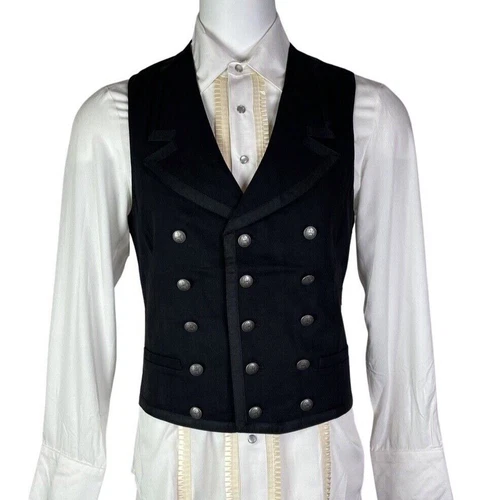SHRINE GOTHIC COMMODORE BLACK RETRO VAMPIRE VICTORIAN PIRAT STEAMPUNK VEST - product listing photo