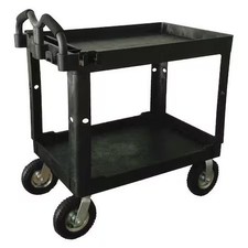Utility Cart With Deep Lipped & Flush Plastic Shelves, Polypropylene, 500 Lb