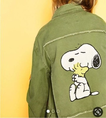 ZARA x Peanuts Military Jacket SNOOPY 13/14 Green 164cm for Petite women