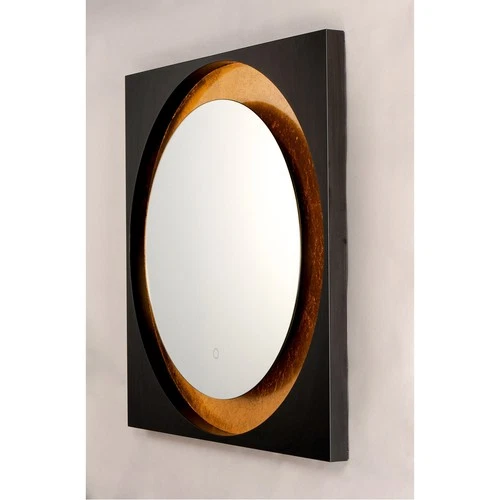 ET2 Contemporary Lighting E42040-GLBK Floating Wall Mirror Gold Leaf and Black - Picture 4 of 7