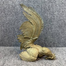 Vintage Brass Rooster Figurine Detailed Metal Bird Farmhouse Decor
