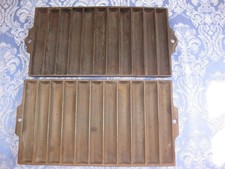 2 Vintage Antique #22 Favorite Piqua Cook Ware Cast Iron Stick Roll Bread Pans