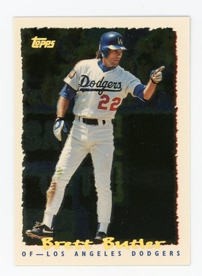 1995 Topps #378 Brett Butler CyberStats (Spectralight) Dodgers