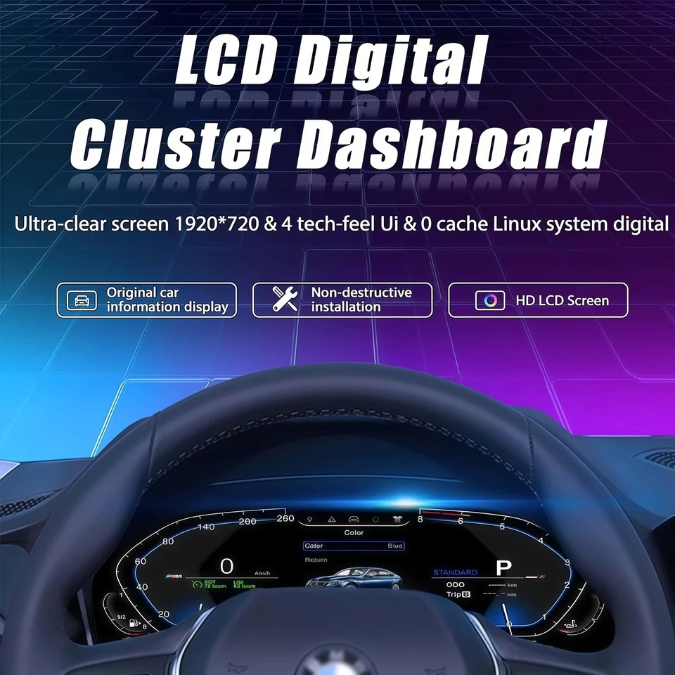 Cuadro de instrumentos LCD de 12,3 pulgadas para BMW Serie 5 E60 E61 2003-2009 Foto 4 de 4