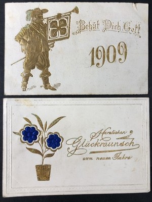 AK -2- Goldprägekarten - gel. 1909/1912 Muttering / St. Koloman Kirchanschöring