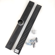 24" Linear Steel Shower Drain - Matte Black - Modern Bathroom Floor Drain - New
