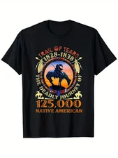 Native American Heritage Graphic T-Shirt - Unisex Black Cotton Tee with "Trail o
