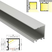 "Alu Profil / Leiste \"VARIO30-03\" FüR Led Streifen Aufbau/Anbau Silber Eloxiert"