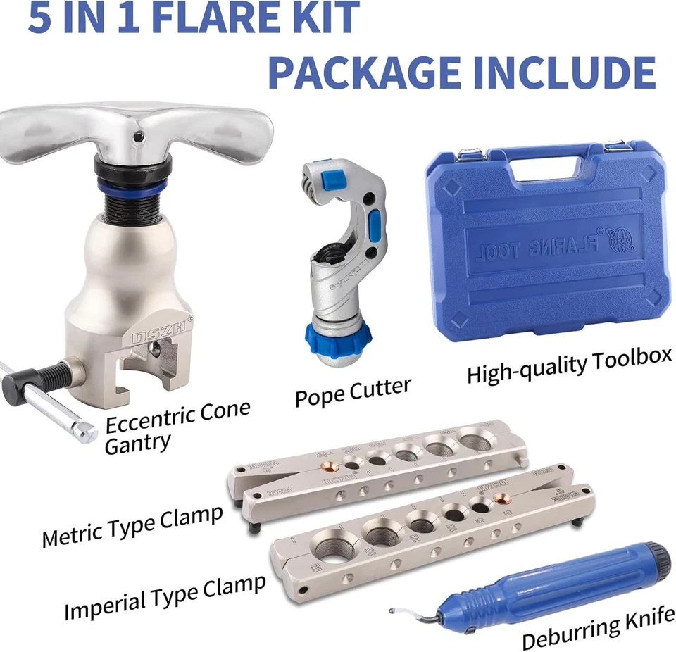 Flaring Tool Kit for 1/4" - 3/4" HVAC Copper Flare Tool with Metric and Imperial - Image 2 of 4