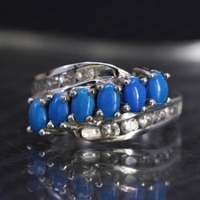 size 6, southwestern sterling silver 925 handmade band ring with turquoise cz