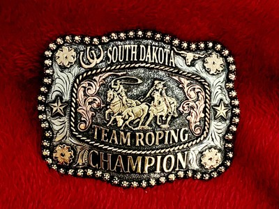 NOTRA 2005 Rodeo Trophy Buckle Studded Leather Belt Tie Down Roper Champion Gist rodeo trophy belt - Gem main image 2