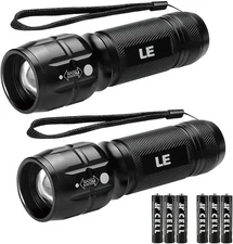 Compact Waterproof LEDs with Adjustable Focus: High Lumens Flashlights, 2 Pack