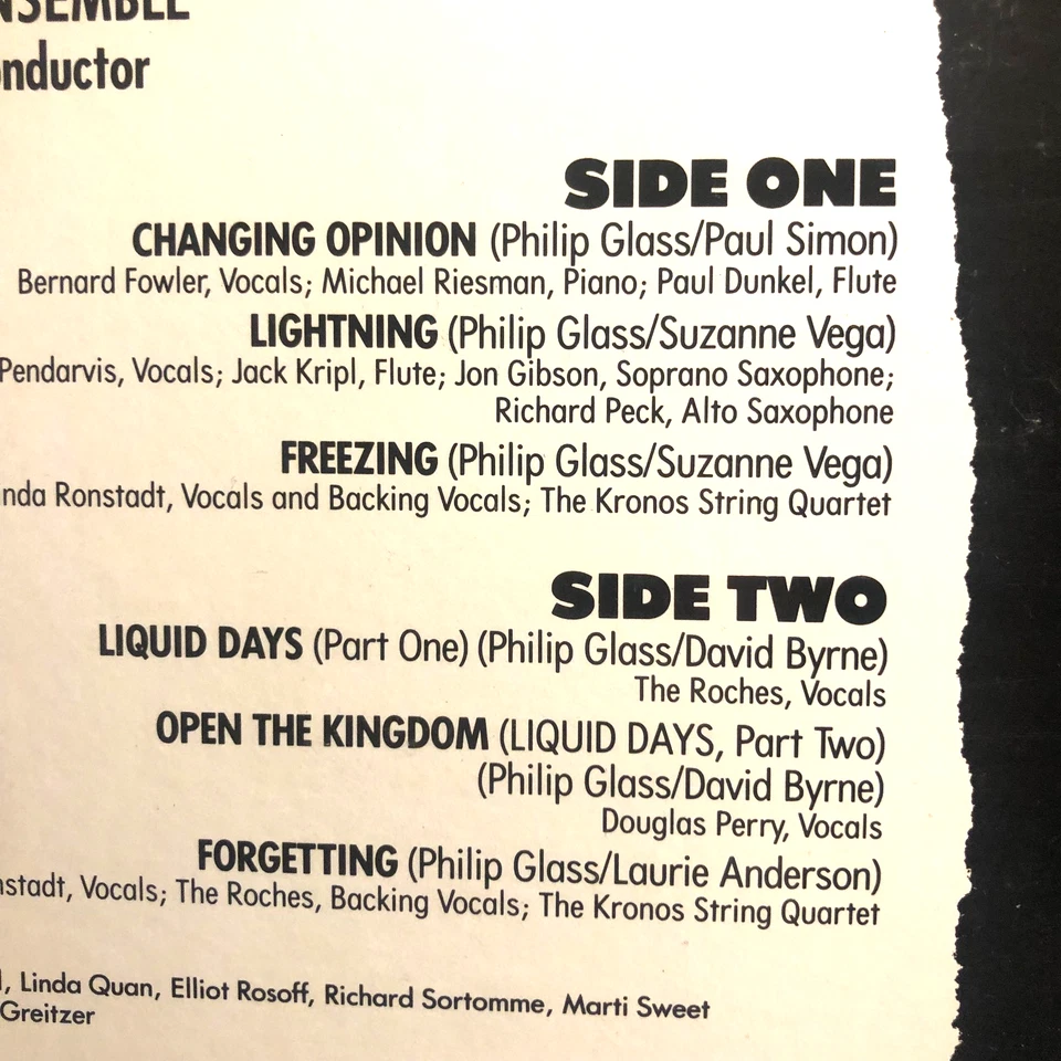 Philip Glass Songs From Liquid Days LP Promo  insert Suzanne Vega David Byrne Nm - Image 3 of 4