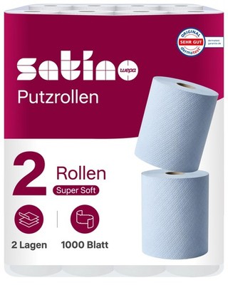 2 x Plaster Roll Blue - 2 x 1,000 Sheets - 2 Ply - 43% Higher Tear Strength &