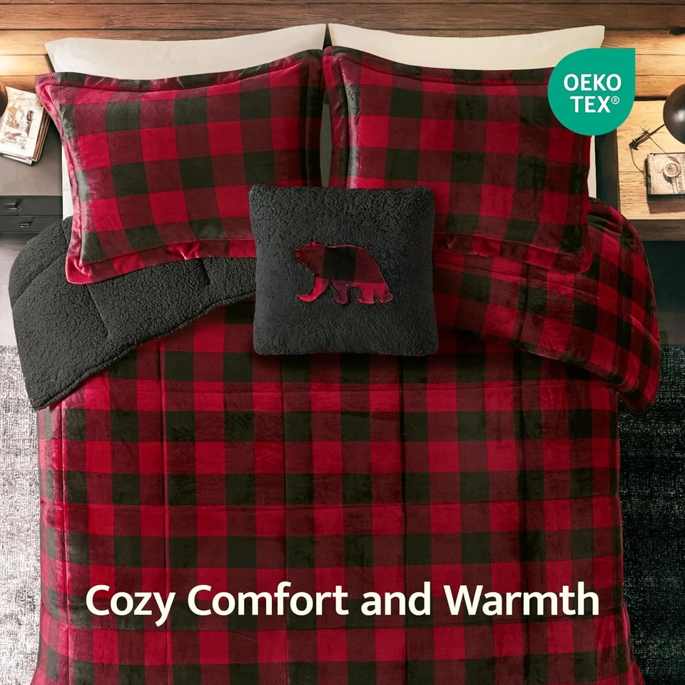 Juego de edredón reversible Woolrich felpa ultra suave a sherpa, alternativa de plumón Foto 4 de 4