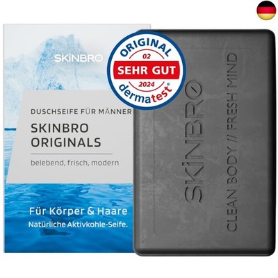 SKINBRO Originals Festes Duschgel Männer mit Aktivkohle - Sportlich &