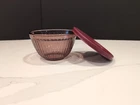 Pyrex 3 Cup Ribbed Mixing Bowl Cranberry Colored Glass 7401-S USA Vintage