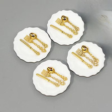 Dollhouse Ceramic Plates and Silverware Sunday Best Sets 1/12 Scale