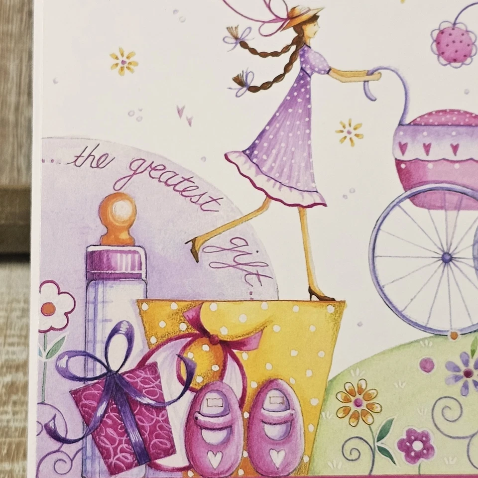 Leanin Tree Baby Greeting Card Girl Pink Floral Gift Congratulations - Image 3 of 4