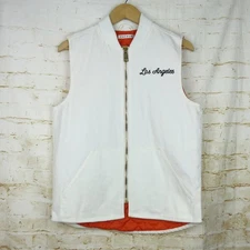 PacSun Vest Mens S Ecru Los Angeles Chain Stitch Coachella Bootsy Bellows Party