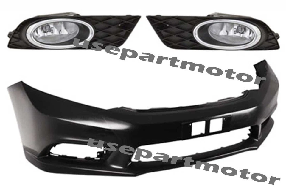 Parachoques delantero estilo JDM ASIA + FARO para 12-15 Honda Civic 4 puertas JDM ESTILO OE PP Foto 2 de 2