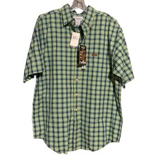 Vintage Carhartt Mens Medium Spell Out Short Sleeve Button Down Shirt