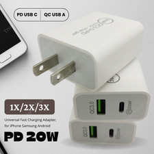 20W DUAL USB Type-C Wall Adapter US Fast Charger PD Power For iPhone/Android Lot