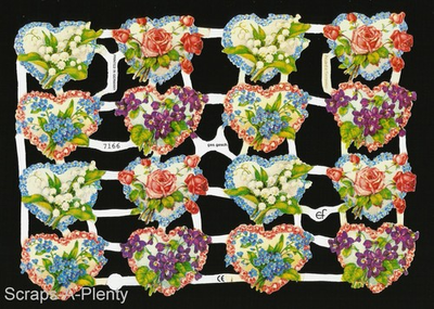 #ad German Embossed Vintage Style Scrap Die Cut Valentine Love Hearts EF7166 $2.88