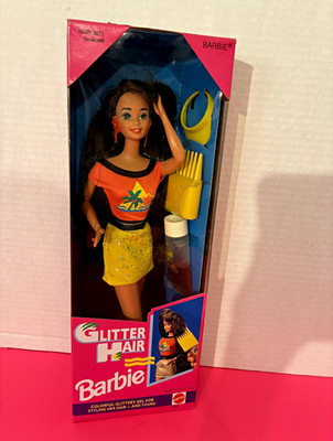 Barbie Glitter Hair Brunette Doll  1993