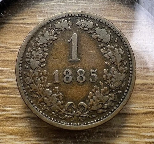 Photo of a 1885 Austria 1 Kreuzer from an eBay listing that sold on May 29, 2026