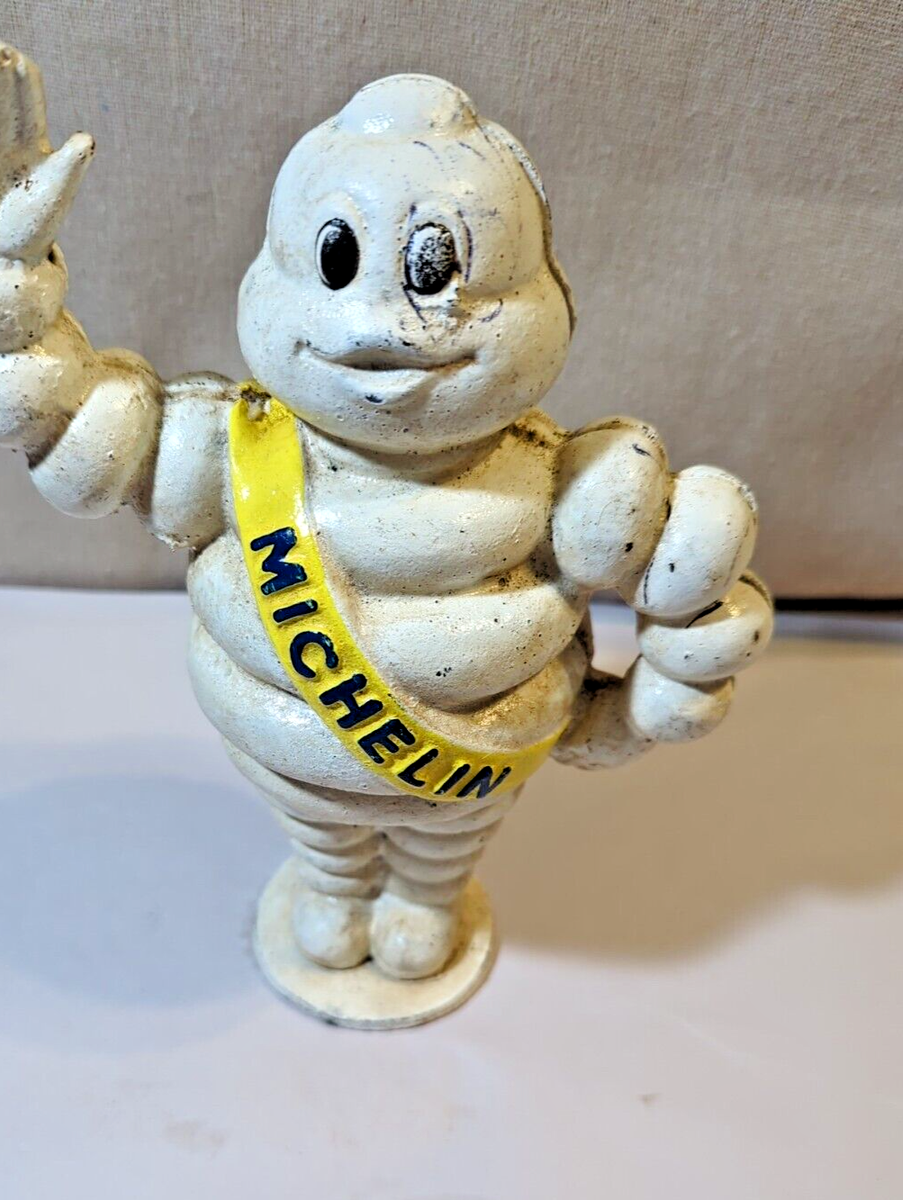 Michelin Man Bibendum Waving Cast Iron Bank Tire Mascot