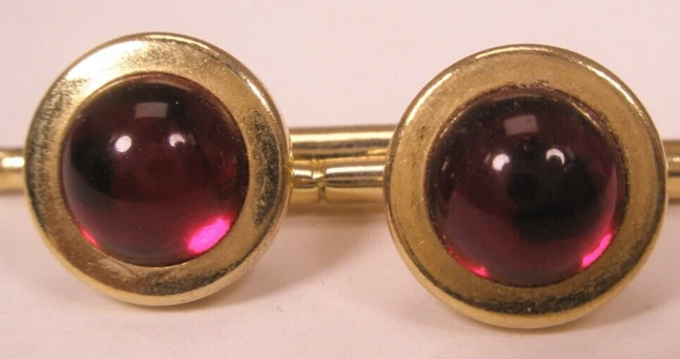 SINGLES (2) 3/8" Rojo Redondo Vidrio Cúpulas Vintage FOSTER Formal Esmoquin Camisa Stud k82 Foto 3 de 4