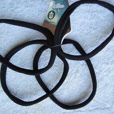 4 Plain Soft Black No Metal Elastic Fabric Ponytailer Hair Bands Shiny Sparkle