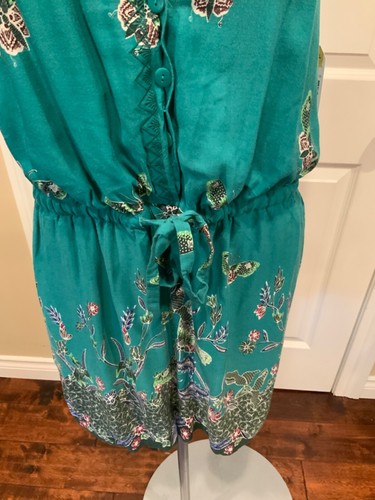 Elevenses Green Floral Butterfly Papillion Shorts Romper W/ Open Back, Size M - Picture 3 of 7