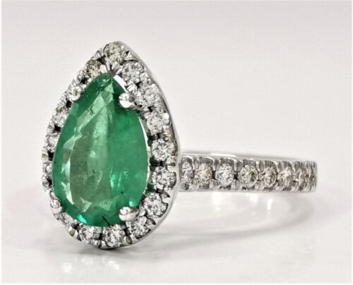 Natural Diamond Green Emerald Anniversary 925 Sterling Silver Cocktail Ring - Picture 3 of 6