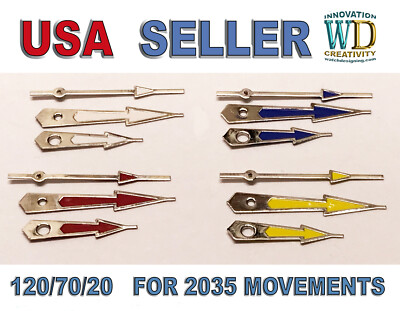 #ad Watch Dial Hour Minute Seconds Hands SILVER BLUE RED YELLOW WHITE 120 70 20 part $15.00