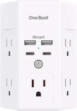 Multi Plug Outlet Extender, Power Strip Surge Protector with 4 USB Charging Port