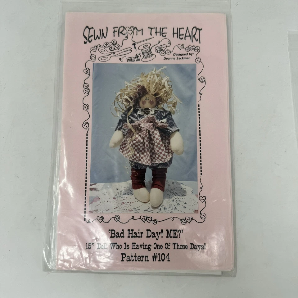 Lot of 5: Doll Patterns by Sewn From The Heart, Angel Teacher Hair Sonny Hearts - Image 4 of 4