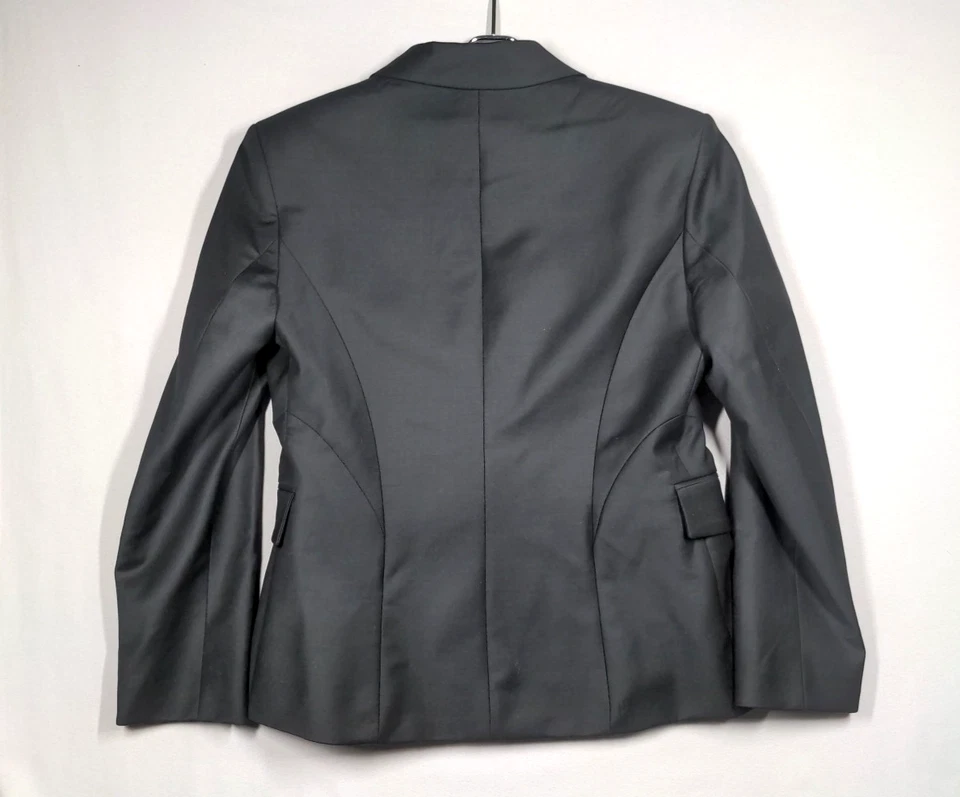 Zara 女式 XL 定制双排扣西装外套黑色羊毛混纺学术界 — 第 2/4 张图片