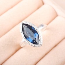 London Blue Topaz Gemstone 925 Sterling Silver Handmade Jewelry Ring Gift
