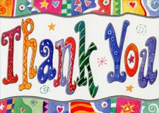 Designer Greetings Vividly Colored Thank You Words Thank You Card