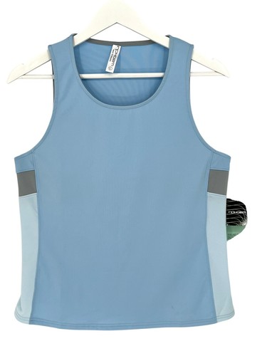 Canotta donna sportiva Inphorm blu grigia palestra yoga elasticizzata taglia L nuova con etichetta