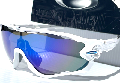 NEW Oakley JAWBREAKER White w POLARIZED Galaxy Blue Mirror Lens
